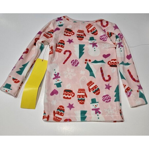 NEW Cat & Jack Christmas Pajama Set 2-Pc Baby Girl 12 Months Pink Festive Icons - Picture 9 of 10